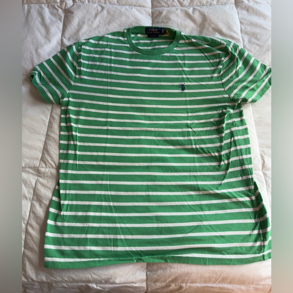 Polo by Ralph Lauren Green/White Striped Men's T-shirt size small NEW condition